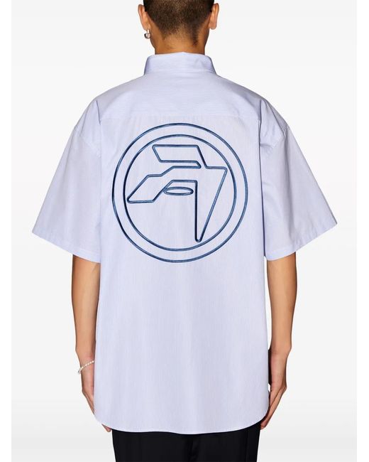 Ambush White Short-Sleeve Striped Cotton Shirt for men