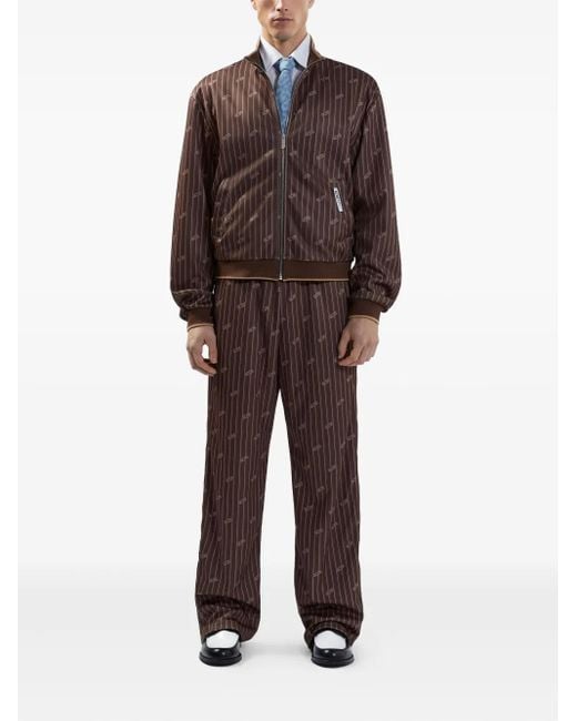 Gcds Brown Pinstriped Track Jacket for men