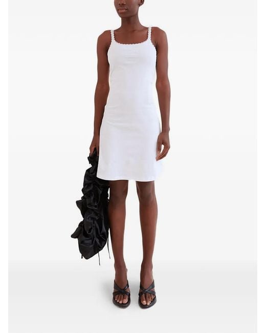 OperaSPORT White Lace-Trim Mini Dress