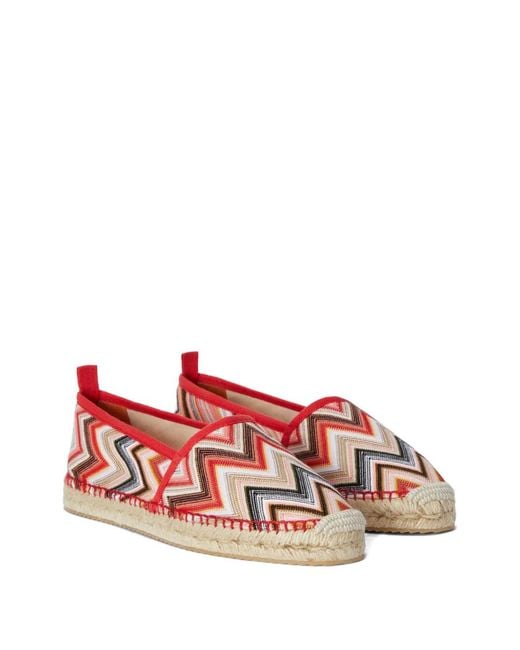 Missoni Red Zigzag-Pattern Espadrilles
