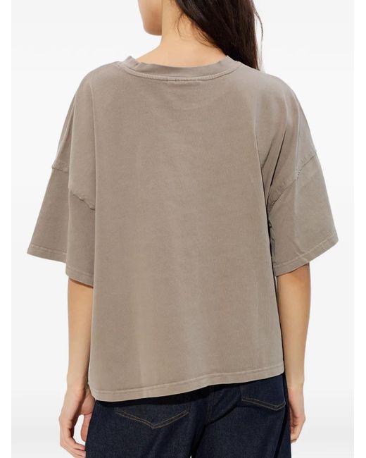 Gestuz Natural Logo-Embroidered T-Shirt