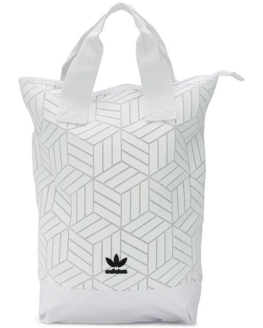 Adidas White Geometric Logo Backpack