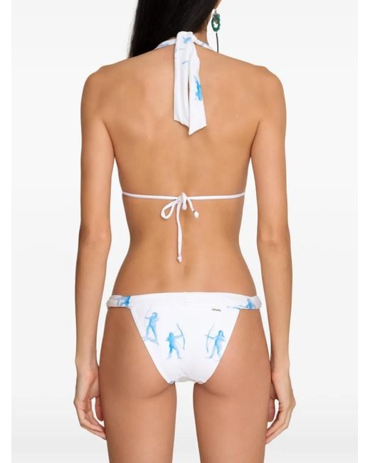 Amir Slama Blue Maillot De Bain Deux Pièces À Imprimé Graphique