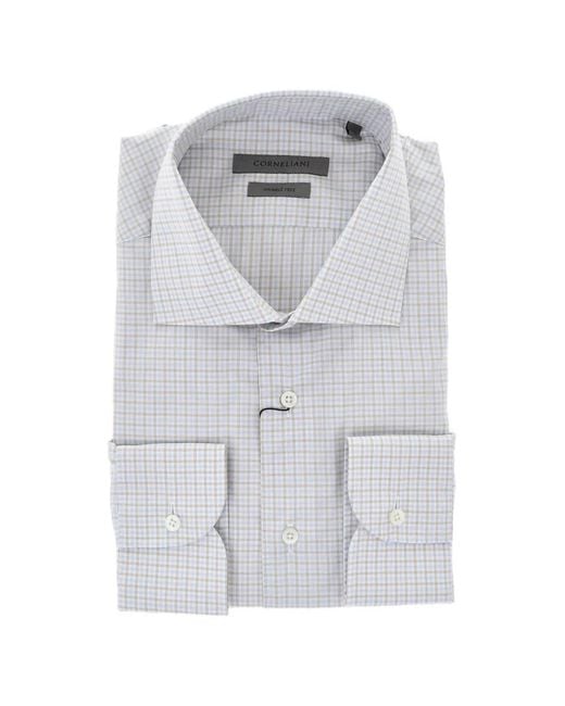 Corneliani Gray Checked French-Collar Shirt for men