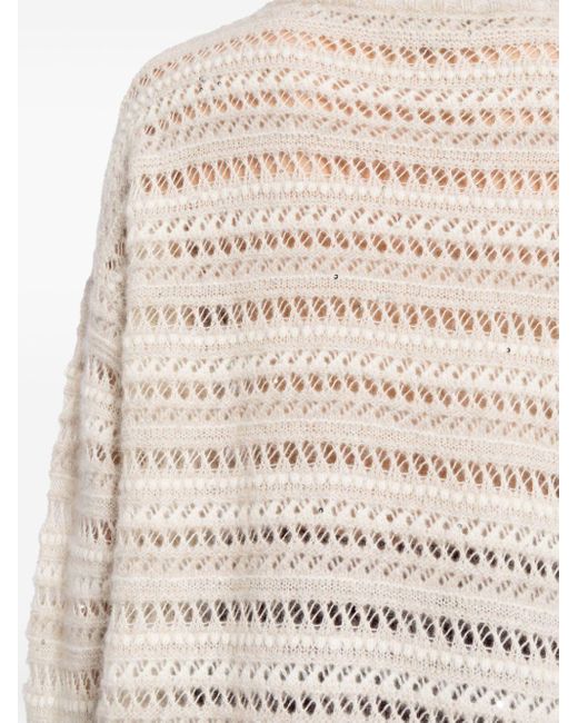 N.Peal Cashmere Natural Open-Knit Jumper