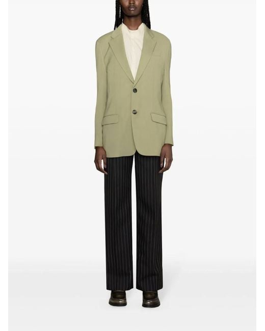 AMI Green Single-breasted Textured Blazer