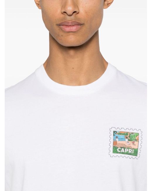 Mc2 Saint Barth White Capri Postcard-print T-shirt for men