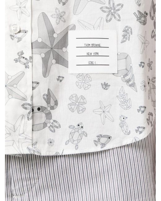 Chemise imprimée en coton Thom Browne pour homme en coloris White