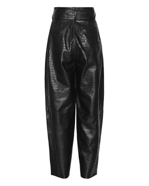 ROTATE BIRGER CHRISTENSEN Black Belted Leather Trousers