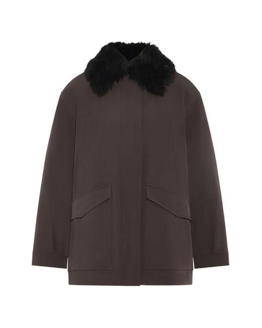 Yves Salomon Gray Shearling-Collar Parka