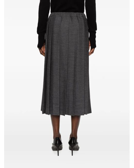 Fabiana Filippi Gray Pleated Drawstring-Waistband Midi Skirt