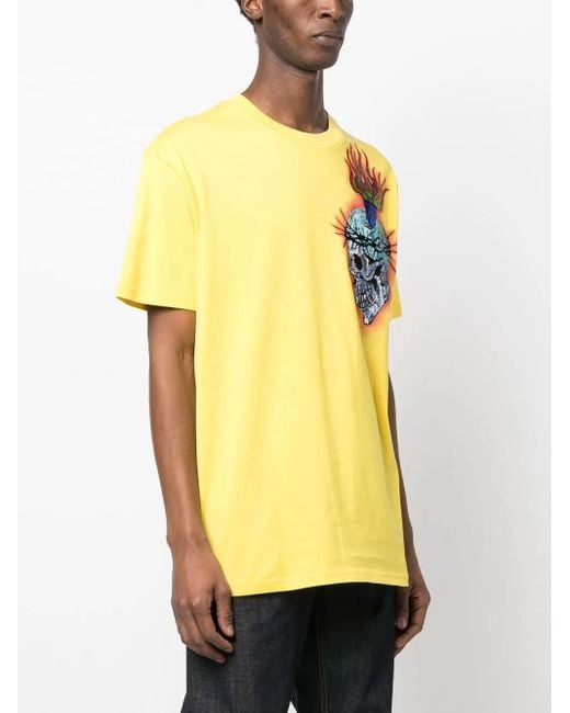Philipp Plein Yellow Tattoo-Print Detail T-Shirt for men