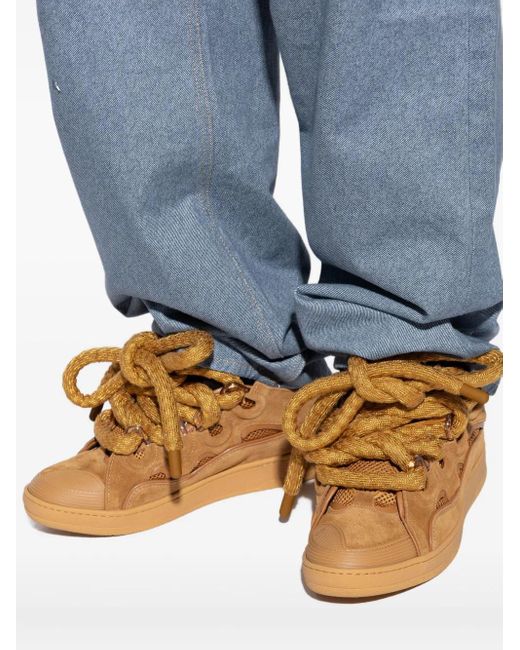 Lanvin Brown Knotted Lace-Up Sneakers