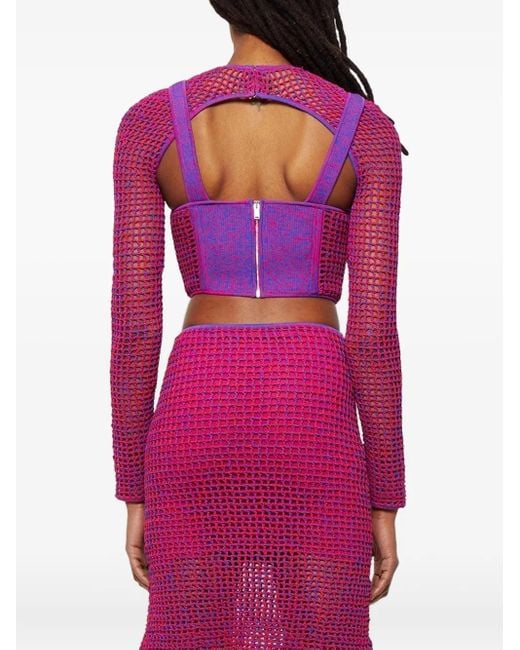 Dion Lee Pink Crochet-Knit Mini Dress