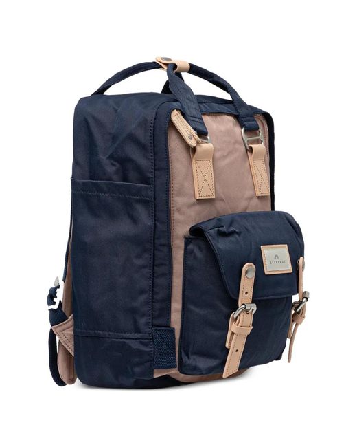 Doughnut Blue Macaroon Leather-Trim Buckled Backpack