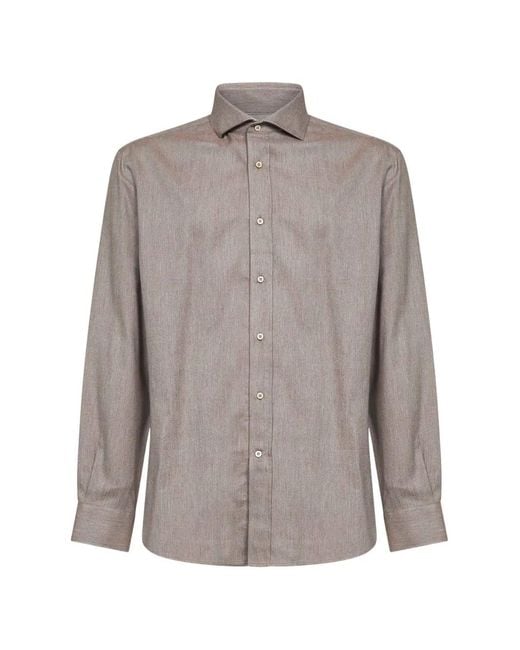 Brunello Cucinelli Gray Spread-Collar Button-Down Shirt for men