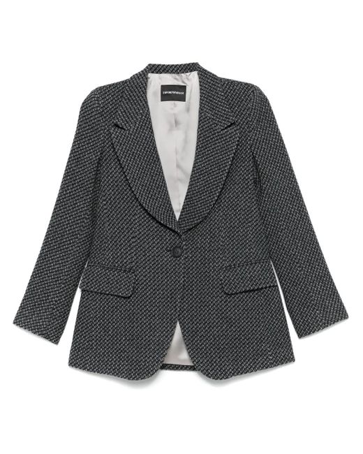 Emporio Armani Gray Single-Breasted Knitted Blazer