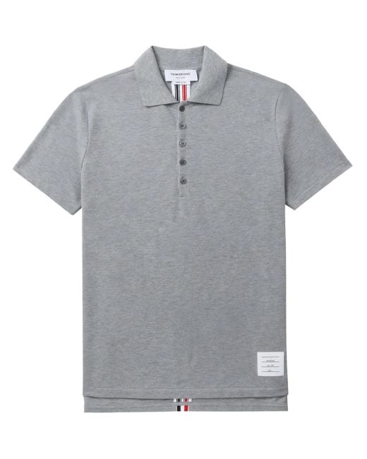 Thom Browne Gray Center-back Stripe Piqué Polo for men