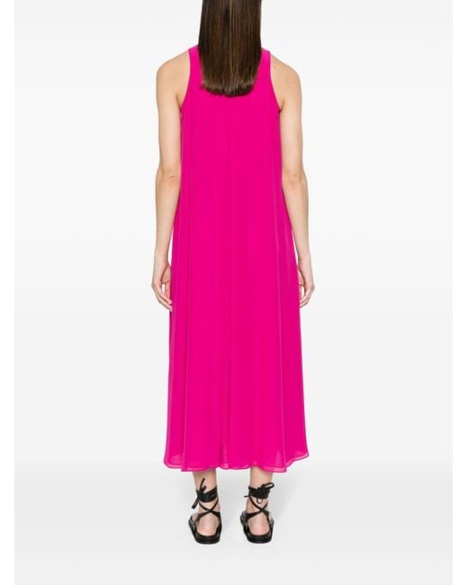 Emporio Armani Pink Textured Pleated Midi Dress