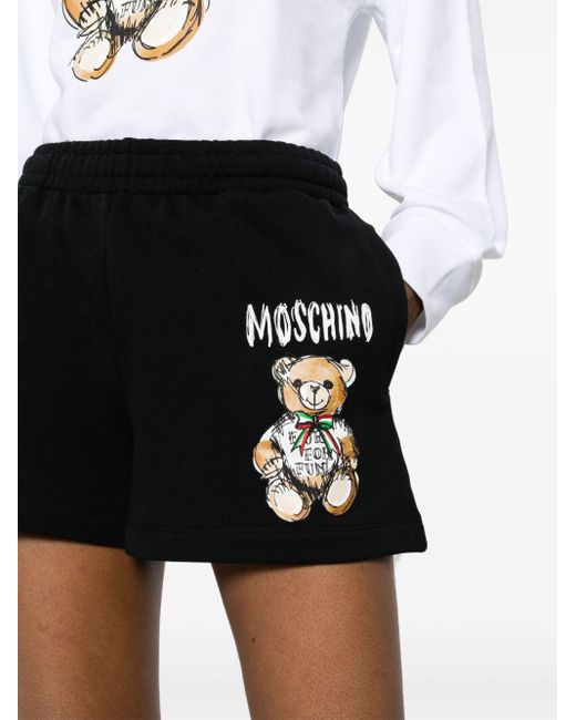 Moschino Shorts Met Teddybeerprint in het Black