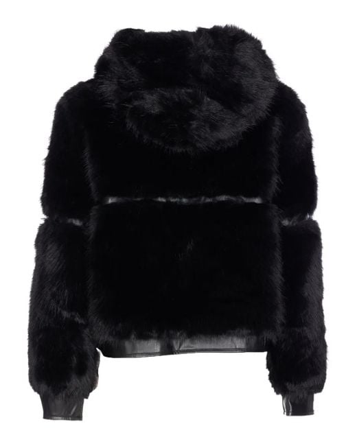 V73 Black Penny Hooded Faux-Fur Jacket
