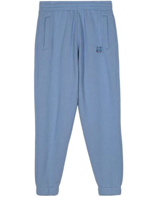 Maison Kitsuné Blue Fox-appliqué Cotton Track Pants for men