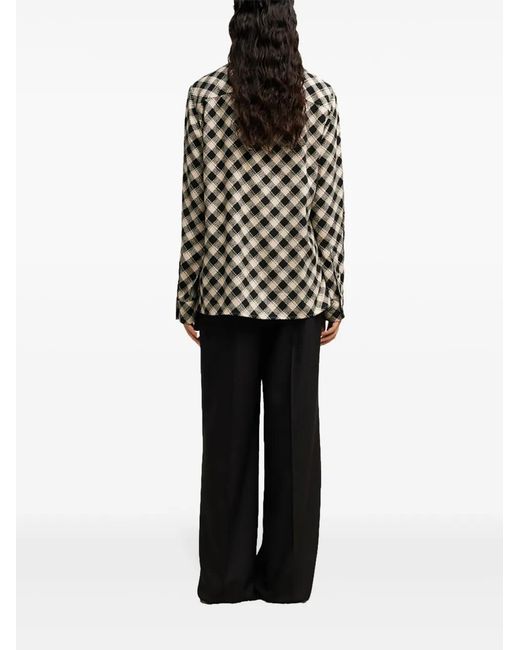 AMI Black Checked Double Topstitching Shirt