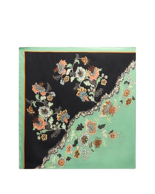 Roberto Cavalli Green Floral-Print Scarf