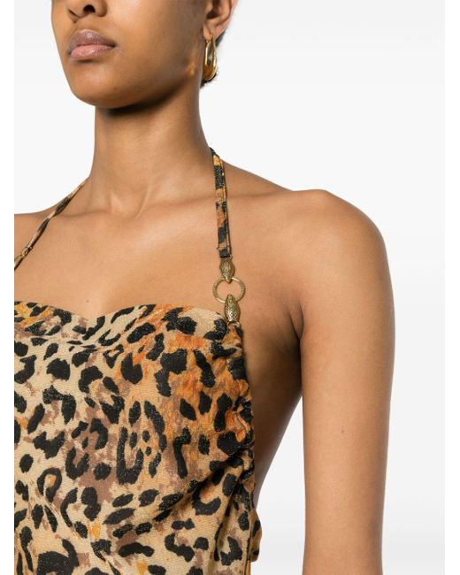 Vestido con estampado de leopardo Just Cavalli de color Metallic