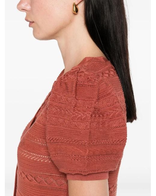 Ba&sh Red Vinat Puff-Sleeve Cardigan