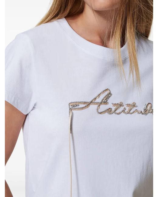 Twinset White Logo-Embellished T-Shirt