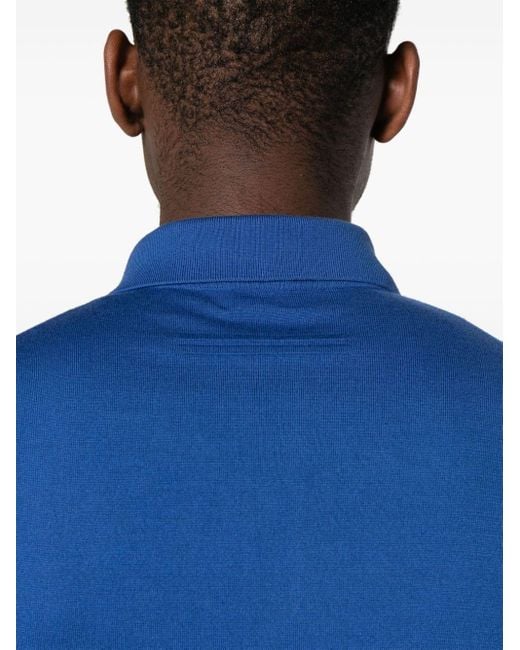 Zegna Blue Knitted Polo Shirt for men