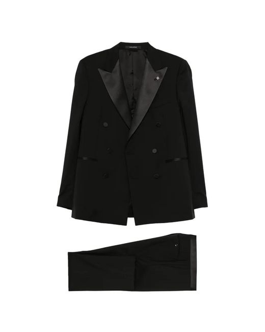 Tagliatore Black Double-Breasted Suit for men