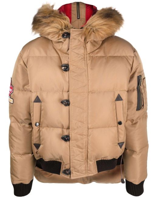 DSquared² Natural Logo-patch Hooded Down Jacket for men