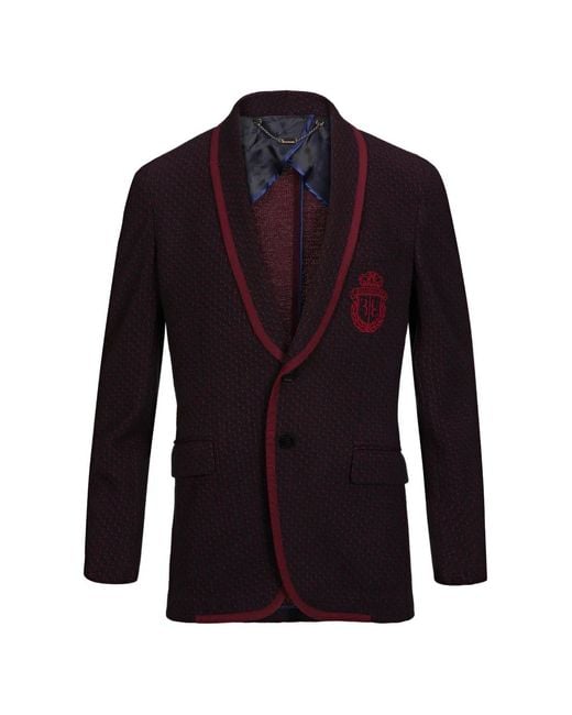 Billionaire Blue Bob Logo-Embroidered Shawl-Lapel Blazer for men