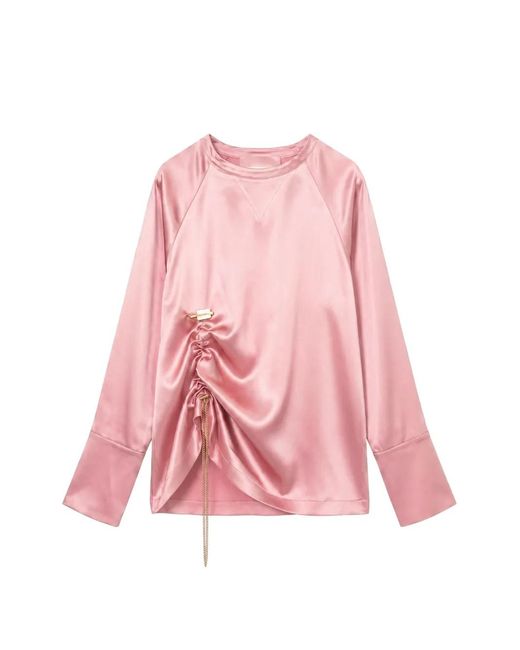 Danamé Pink Ruched Chain-Detail Top