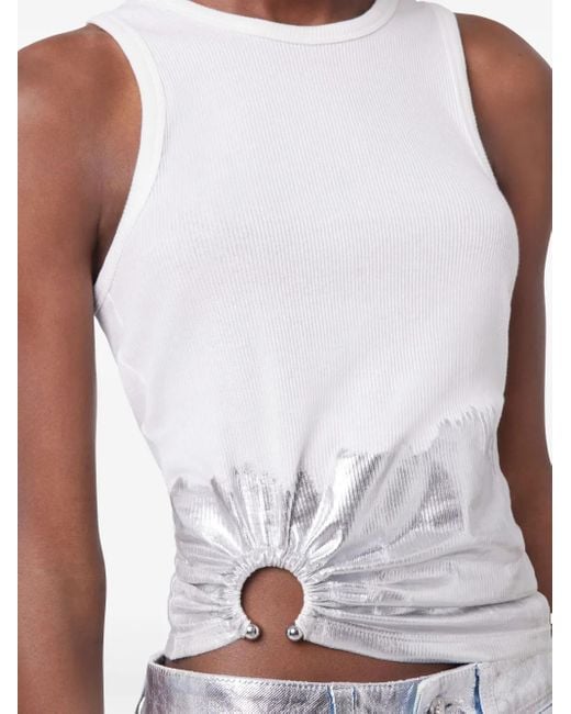 Top Con Aplique De Piercing Rabanne de color White