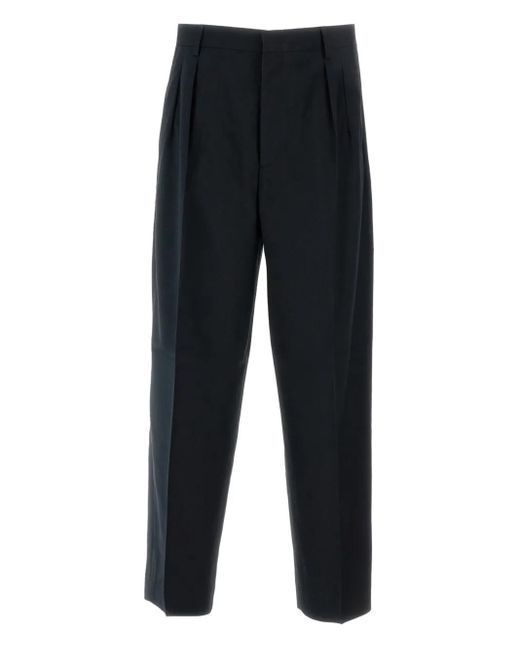 Cellar Door Black Pleated Straight-leg Trousers for men