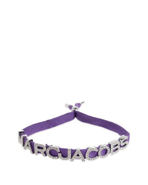 Marc Jacobs Purple Crystal-Embellished Logo Bracelet