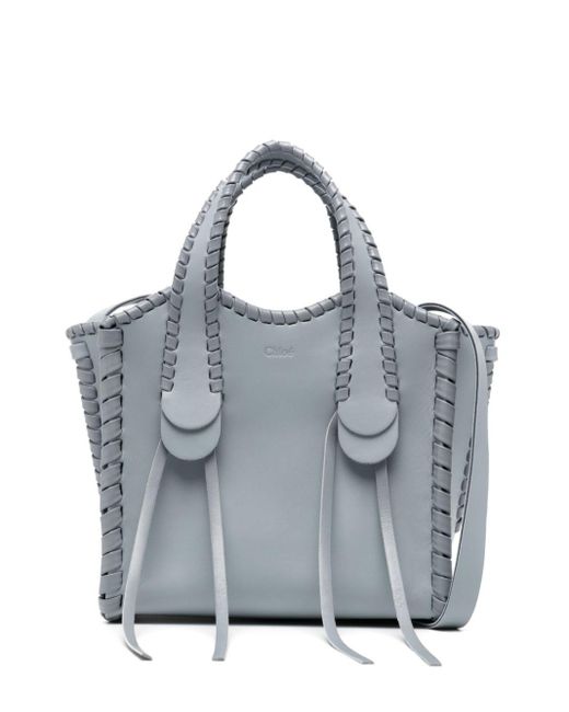 Chloé Gray Mony Embossed-logo Leather Tote Bag