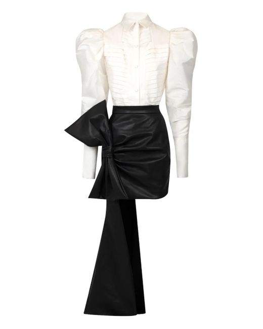Gaby Charbachy Black Puff-Sleeve Bow-Detail Jumpsuit