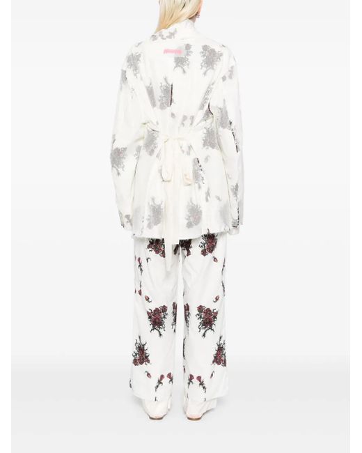 Midorikawa White Raw Edge Blazer
