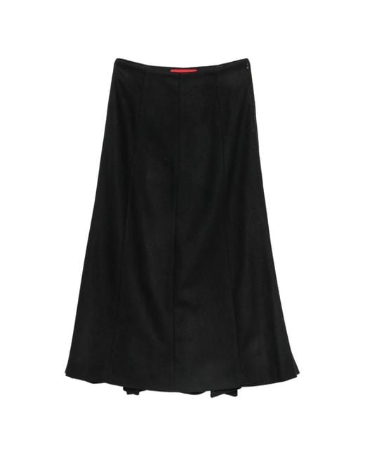 Thelatest Black Panelled Flared Midi Skirt