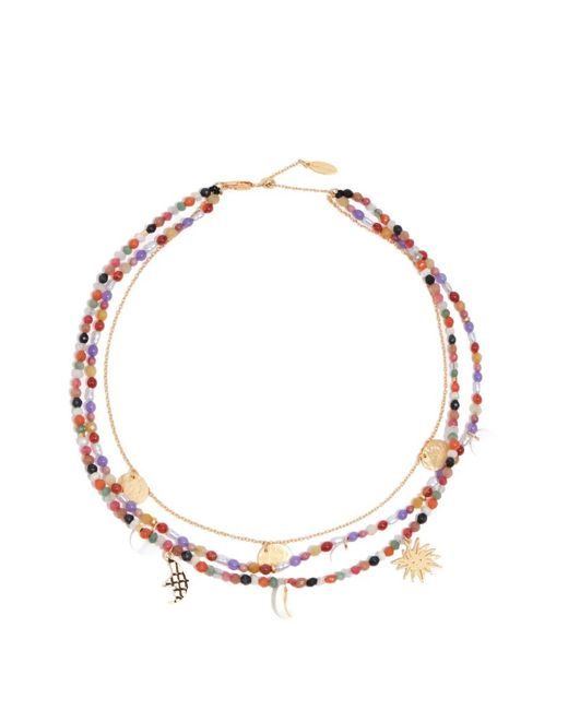 Bimba Y Lola Metallic Beaded Charm Necklace