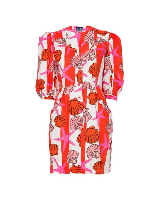 LHD Red Starfish Seashell Print Dress