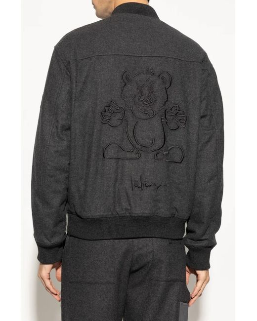 Iceberg Gray Embroidered Bomber Jacket for men
