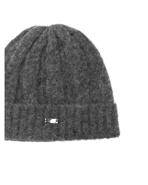 Herno Gray Cable-Knit Beanie