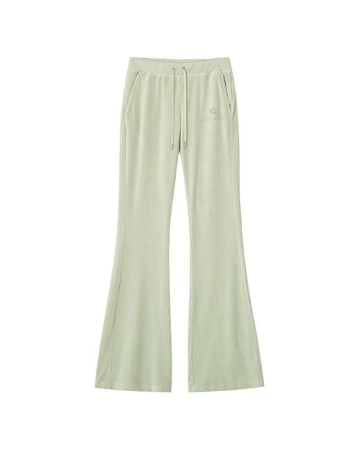 Sporty & Rich Green Logo-Embellished Flared Trousers