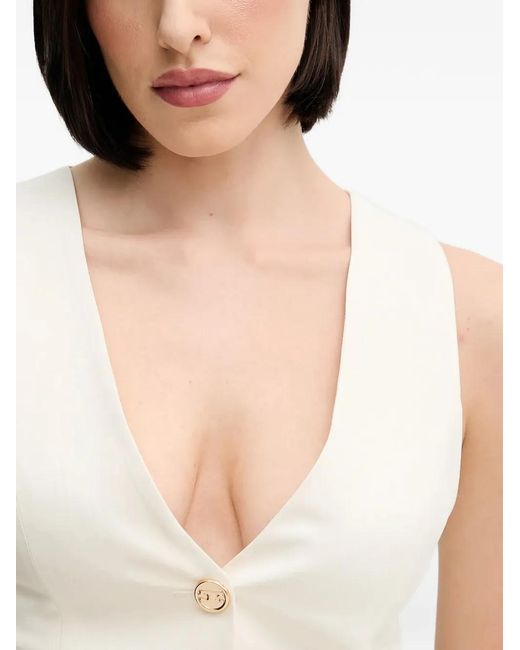 GAUDI White V-Neck Buttoned Vest