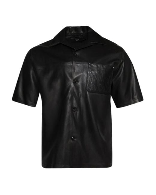 Amiri Black Ma Embroidery Leather Shirt for men
